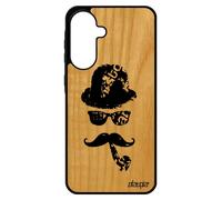 Coque Bois A56 5g Silicone Moustache Art Fr¿Ne Pipe Etui Case Street Art Homme Sm-A5660 Monsieur Peinture Noir Vrai Pour Samsung Galaxy