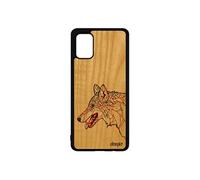 Coque bois A71 silicone loup couleur alpha multicolore rigide antichoc animal pastel azteque ethnique made in France Samsung galaxy
