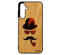 Coque Bois Antichoc A16 4g 5g Silicone Monsieur Moustache Personnalis¿ Chapeau Melon Peinture Homme Housse Lunette De Pour Samsung Galaxy