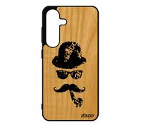 Coque Bois Antichoc Pour Samsung S25 Silicone Moustache Art Portable Pipe 4g Homme Charlie Chaplin Vintage De Made In France Pour Galaxy