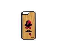 Coque bois iPhone 8 Plus silicone monsieur moustache homme made in France