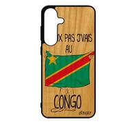 Coque Bois J'peux Pas J'vais Au Congo S25+ Plus Silicone Foot Congolais Drapeau Rdc Kinshasa Football Pour Samsung Galaxy