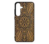 Coque Bois Mandala Pour Samsung S25+ Plus Silicone Gel Rosace Mobile Telephone Tibetain Color¿ Noir Bleu De Protection Nepal Homme Pour Galaxy