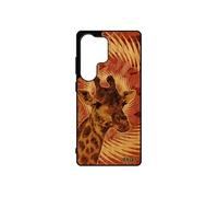 Coque bois naturel pour pour Samsung galaxy S25 Ultra silicone girafe orange antichoc cover mandala design personnalisé case animal tache