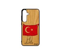 Coque bois naturel pour Samsung S25+ Plus silicone drapeau turquie turc TPU SM-S936B/DS housse foot rigide jo case pour galaxy