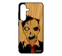 Coque Bois Naturel S25 Silicone Mort Vivant Squelette Horreur Zombie Solide Rigide Revenant Orange Noir Unique Case Pour Samsung Galaxy