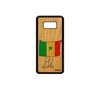Coque bois naturel silicone Samsung S8 drapeau senegal senegalais foot Coupe d'afrique football de protection galaxy