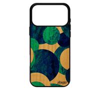 Coque Bois Peinture Abstrait Rigide Pour Iphone 17 Pro Max Silicone Design 256 Go Cadeau Ronds Souple Noir Motif Effet Courbe Bleu