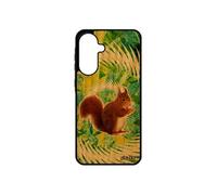 Coque bois pour A56 5G silicone ecureuil rigide animaux souple mandala vert design texture mignon animal noir foret pour Samsung galaxy
