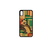 Coque bois pour Apple iPhone XR silicone panda carré etui azteque 4G dessin Vert