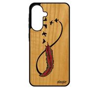 Coque Bois Pour Galaxy A56 5g Silicone Infini Sm-A5660 Etui Cover Case Amour Oiseau Rose Pastel Personnalis¿ Plume Fidelit¿ Femme Pour Samsung