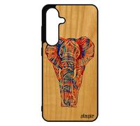 Coque Bois Pour Galaxy S24 Fe Silicone Elephant Portable Tribal Azteque Antichoc Cadeau Tattoo Solide Ethnique 4g Multicolore De Pour Samsung