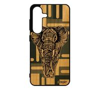 Coque Bois Pour Galaxy S25 Silicone Elephant Geometrique Cubique Housse Azteque Gris Portable 4g Ethnique Tribal Unique Tpu Pour Samsung