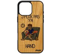 Coque Bois Pour Iphone 16 Pro Max Silicone J'peux Pas Y'a Handball 512 Go Comique Texte Jpeux Mobile Bande Dessinée Etui Gris Drole Apple