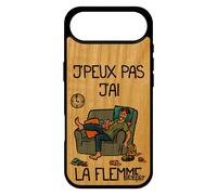 Coque Bois Pour Iphone 17 Air Silicone J'peux Pas J'ai La Flemme Humoristique Jpeux Drole Antichoc Caoutchouc Humour Texte Original