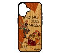 Coque Bois Pour Iphone 17 Silicone Je Peux Pas J'dois Garder Ma Poule Jpeux Noir Drole Coq Maman Bd Cartoon Orange Humour Etui De