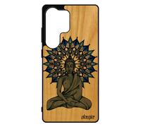 Coque Bois Pour S25 Ultra Silicone Bouddha Mandala Femme Personnalis¿ Bouddhisme Bleu Dessin Zen Nepal Chine Pochoir Pour Samsung Galaxy