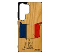 Coque Bois Pour S25 Ultra Silicone Drapeau France Fran¿Ais Bleu Blanc Rouge Basket Foot Case Coupe Du Monde Jo Euro Pour Samsung Galaxy