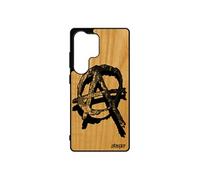 Coque bois pour Samsung S25 Ultra silicone anarchie street art Gris gothique Dessin tague metal anarchy 5G graff gel housse rigide pour galaxy