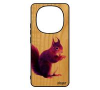 Coque Bois Redmi Note 14 Pro/14 Pro+ Plus 5g Silicone Ecureuil Design Housse Nature Peinture Animal Violet Unique Foret De Pour Xiaomi