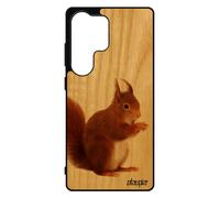 Coque Bois Rigide Pour Samsung S25 Ultra Silicone Ecureuil Motif Marron Animaux Design Animal Housse Telephone Antichoc Mignon De Pour Galaxy