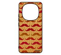 Coque Bois Rigide Redmi Note 14 Pro/14 Pro+ Plus 5g Silicone Moustache Fantaisie Peinture Case Vintage Homme Chapeau Melon De Pour Xiaomi