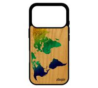 Coque Bois Silicone Antichoc Pour Iphone 17 Pro Carte Monde Motif Terre Planete Geographie Atlas Rouge Pays Portable Globe Rigide