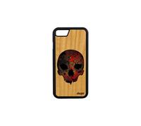 Coque bois silicone pour Apple iPhone 8 crane etui original symbole peur enfer a