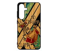 Coque Bois Silicone Pour Galaxy S25 No Drama Lama Drole Texte Noir Case Llama 5g Bleu Animaux Comique Cartoon Bd Made In France Pour Samsung