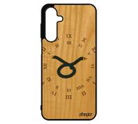Coque Bois Silicone Pour Samsung A16 4g 5g Signe Taureau Du Zodiaque Horoscope Personnalis¿ Etui Telephone Univers Bleu Horloge De Pour Galaxy