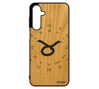 Coque Bois Silicone pour Samsung A16 4G 5G Signe Taureau du Zodiaque Horoscope personnalisé Etui Telephone Univers Bleu Horloge de pour Galaxy