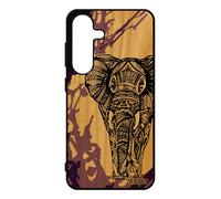 Coque Bois Silicone Pour Samsung S25 Elephant Smartphone Sagesse Case Housse Fantaisie Telephone Azteque Dessin D'asie Tribal De Pour Galaxy