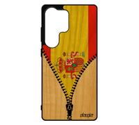 Coque Bois Silicone S25 Ultra Drapeau Espagne Espagnol Rigide Foot Case Coupe D'europe Coupe Du Monde Basket Football Pour Samsung Galaxy