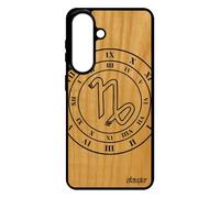 Coque Bois veritable Signe Astrologique Capricorne pour Galaxy S26+ Plus Silicone Horoscope Original 4G du Zodiaque planete Vrai pour Samsung