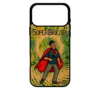 Coque Bois Veritable Silicone Pour Iphone 17 Pro Max Super Bricolo Drole Cadeau De Noel Comics Bd Noir Vert Design Papa Texte Heros