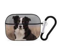 Coque Border Collie pour AirPods Pro avec anneau porte-clés - Coque rigide en polycarbonate pour AirPods Pro 2e génération pour homme et femme - Ouverture facile - Protection complète contre les