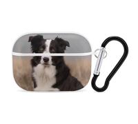 Coque Border Collie pour AirPods Pro avec anneau porte-clés - Coque rigide en polycarbonate pour AirPods Pro 2e génération pour homme et femme - Facile à ouvrir - Style blanc