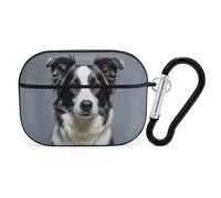 Coque Border Collie pour AirPods Pro avec anneau porte-clés - Coque rigide en polycarbonate pour AirPods Pro 2e génération pour homme et femme - Ouverture facile - Protection complète contre les
