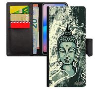 Coque Bouddha pour Galaxy A13 4G Cuir Portefeuille Porte Cartes Noir Yoga SM-A13 4G5F Telephone Asie Mobile Homme Bumper Pochette pour Samsung