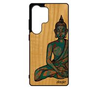 Coque Bouddha Pour Samsung S25 Ultra Bois Silicone Antichoc Fantaisie Bleu Solide Yoga Asie Original Chinois Fr¿Ne De Protection Pour Galaxy