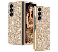 Coque Briller pour Samsung Galaxy Z Fold 7 Paillette Brillant Étui pour Samsung Z Fold 7 Mince Léger Antidérapant Antichoc Bumper Protection Galaxy Z Fold7 Case Placage Diamant Bling Luxe (Doré)