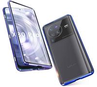 Coque Bumper Magnétique En Métal Pour Vivo X80 Pro / X80 - Protection 360° Verre Trempé Avant Et Arrière, Transparente, Installation Automatique Par Aimants, Compatible Charge Sans Fil