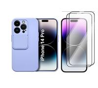 Coque Cam Slide couleur Lavande + 2 Verres Trempes Pour iPhone 14 Pro