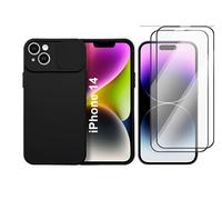 Coque Cam Slide couleur Noir + 2 Verres Trempes Pour iPhone 14
