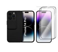 Coque Cam Slide couleur Noir + 2 Verres Trempes Pour iPhone 14 Pro