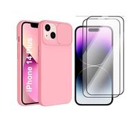 Coque Cam Slide couleur Rose + 2 Verres Trempes Pour iPhone 14 Plus