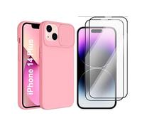 Coque Cam Slide couleur Rose + 2 Verres Trempes Pour iPhone 14 Plus