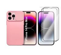 Coque Cam Slide couleur Rose + 2 Verres Trempes Pour iPhone 14 Pro Max