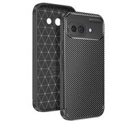 Coque Carbone pour Google Pixel 9a Silicone Antichoc Antidérapant Noir