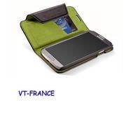 Coque Case Element Case Soft-Tec Wallet Samsung, Couleur: Cuir Noir / Vert, Smartphone: Galaxy S4 i9500